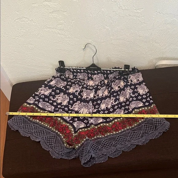 #1273=Bohemian Navy Elephant Print Women's Shorts - Picture 5 of 7